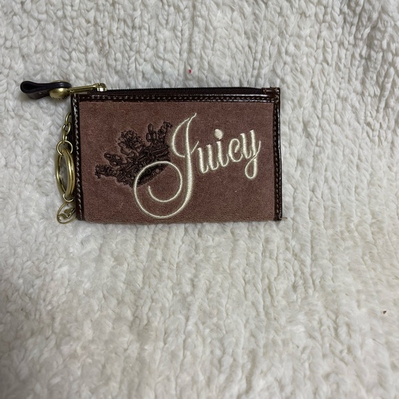 Juicy Couture Handbags - Vintage Juicy Couture velour Brown Coin purse. Leather trim .